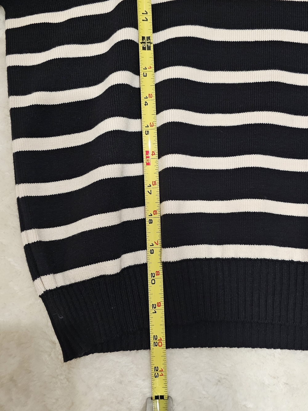 Pistache Italian Knit Sweater S Black Cream Striped Turtleneck Old Money Preppy - Picture 7 of 11